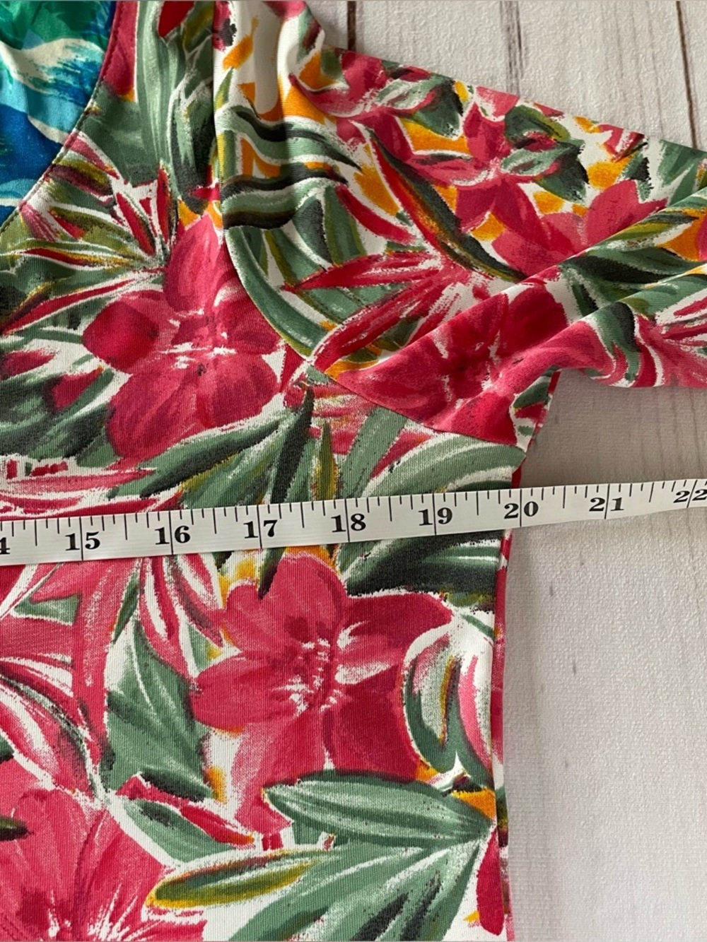 Caribbean Joe Relaxed Floral Dress Womens M Colorful 3/4 Sleeve Pull on Tropical - Picture 12 of 15